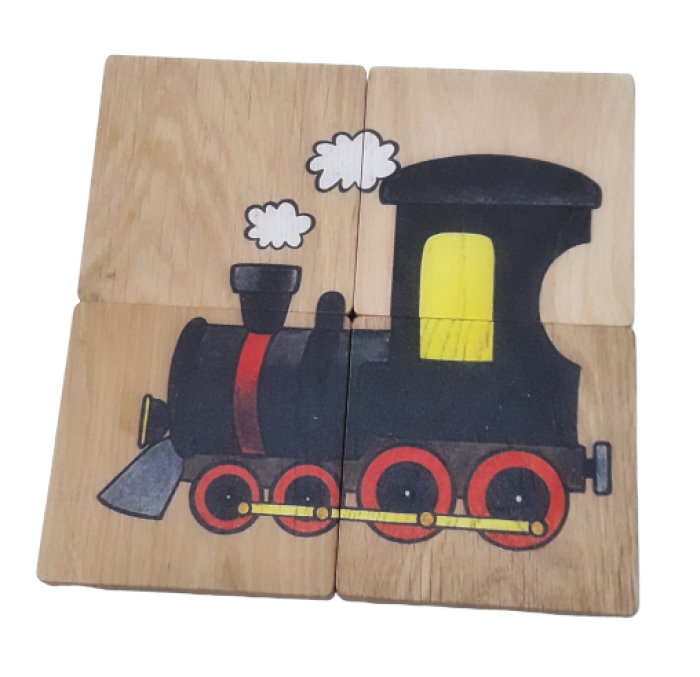 Puzzle mašinka/sněhulák - 4 dílky
